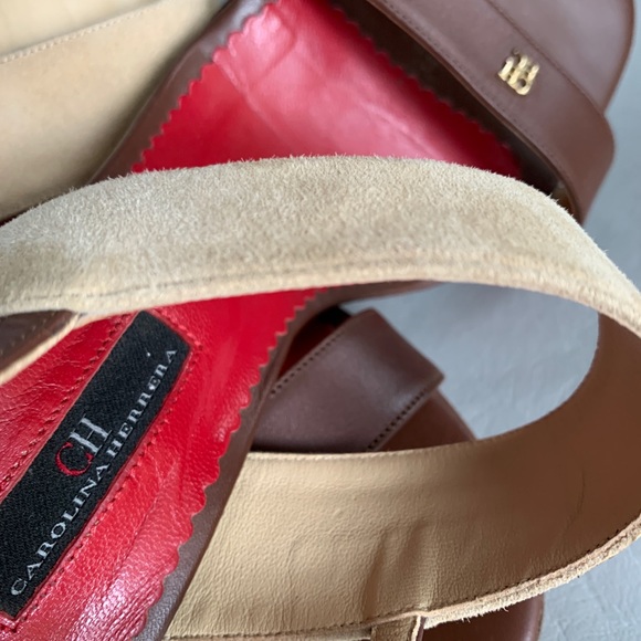 Carolina Herrera Natural suede Ankle Strap Wedge - Picture 6 of 15